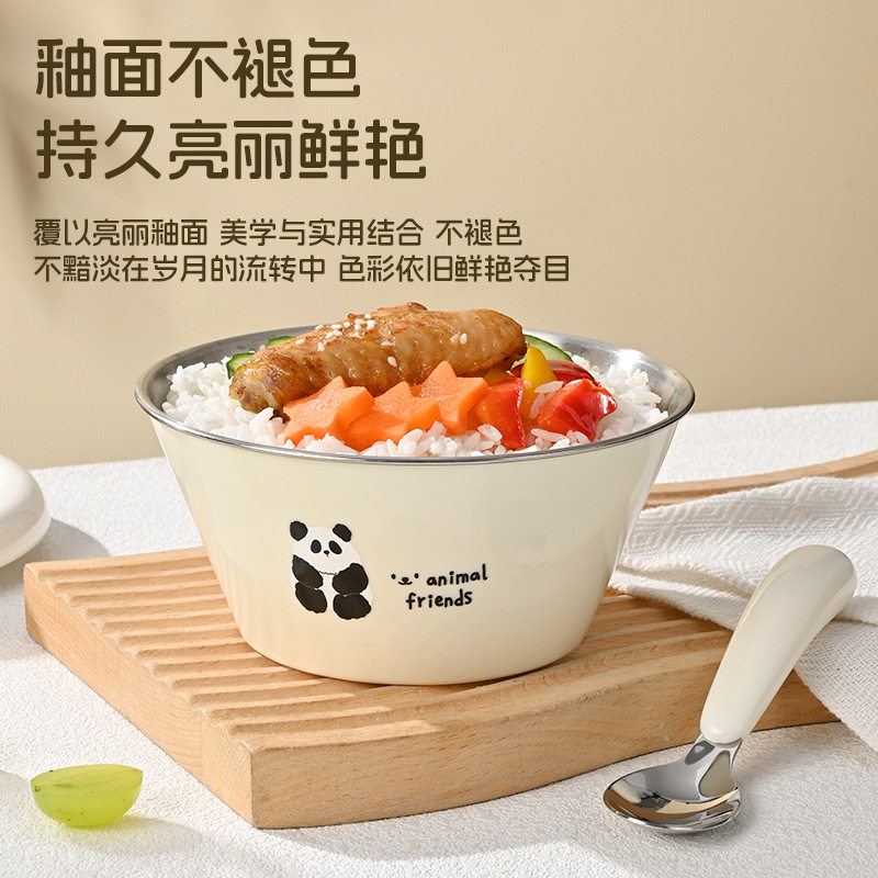 304不锈钢儿童饭碗餐具宝宝辅食碗食品级家用吃饭碗防摔隔热汤碗