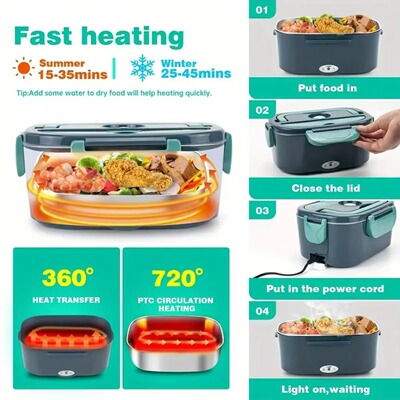 多功能车载电加热饭盒大容量加热餐盒上班族带饭12v24v可插电保温