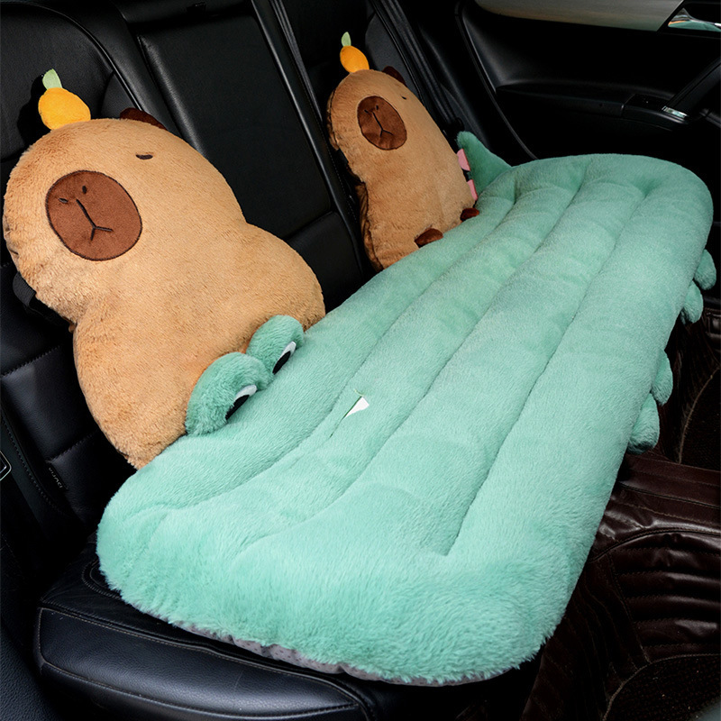 卡皮巴拉汽车前后排坐垫冬季水豚骑鳄鱼椅垫可拆卸屁垫连体坐垫