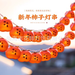 新年春节太阳能柿子灯串户外防水装饰led杮杮如意彩灯过年红灯笼