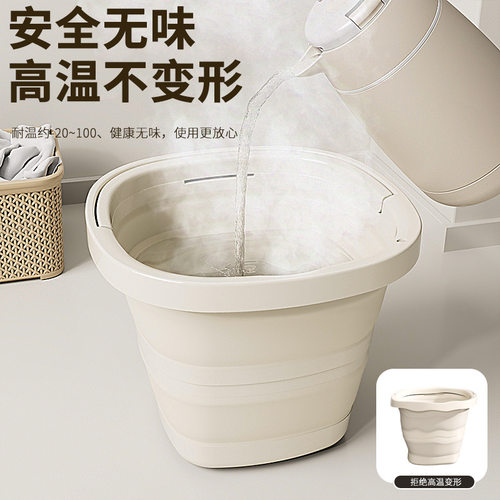 折叠水桶大容量家用多功能加厚手提桶户外收纳钓鱼塑料水桶