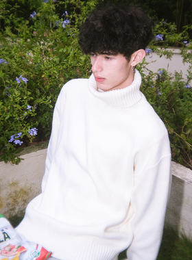 WUR 秋冬2025新款高领毛衣男女百搭纯色宽松情侣休闲针织打底衫