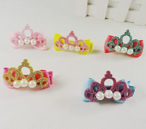 韩版儿童发夹头饰珍珠蝴蝶结边夹头饰配饰皇冠发夹侧边夹可爱装饰