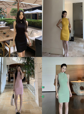 红人馆法式连衣裙女2026新款夏季黑色小个子收腰显瘦气质包臀裙子