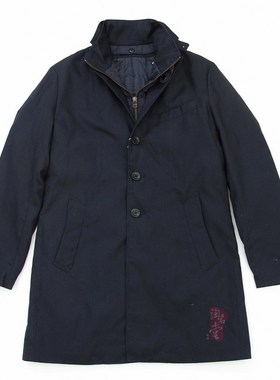 日式精品NEB  儒雅假两件  薄棉内衬风衣外套 男R972