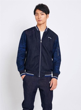 帅气单品  EDW*N之江户胜 迷彩袖拼接 精致绣花牛仔外套 男W307