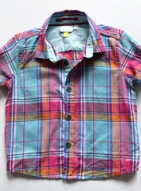 强货 英伦时尚TB 漂亮格子 帅气 短袖衬衫 男童S823