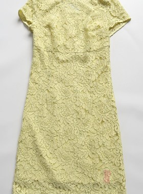 精品 西班牙AD 190欧 超有气质 旗袍式裁剪 时尚蕾丝连衣裙V531