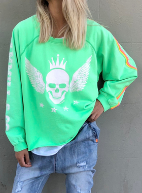 时尚单品 澳洲网红级Hamm*ll 120美金 廓形超时尚 印花卫衣女V681