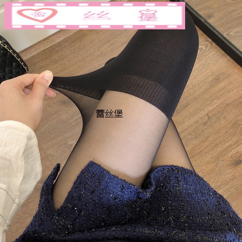 秋冬jk黑丝袜女过膝假高筒连裤袜拼接打底袜日系加厚白色假大腿袜