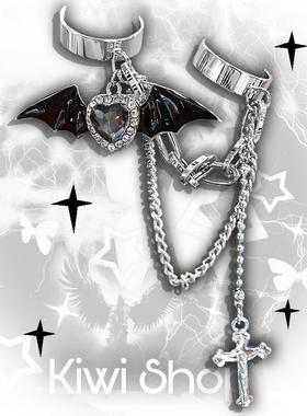 vintage手工戒指Y2K黑色甜酷恶魔十字架辣妹亚文化暗黑哥特