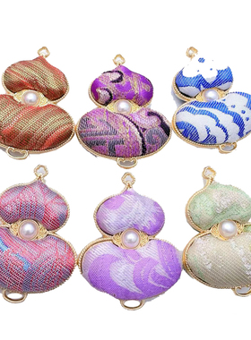 非遗中式国风宋锦手工双面钱包钱袋葫芦diy吊坠挂饰百搭汉服配件