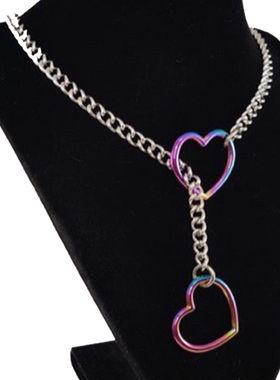 小众ins风设计感锁骨链女气质爱心几何吊坠项链帅气牛仔简约百搭