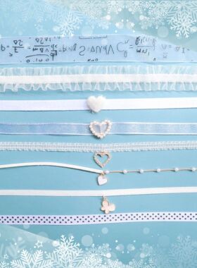 圣诞风白色颈饰vintage项链女爱心吊坠项圈Choker小众设计锁骨链