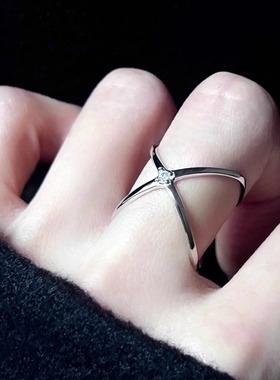 四芒星闪钻戒指女in小众设计