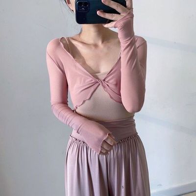 辣妹新款交叉上衣短款