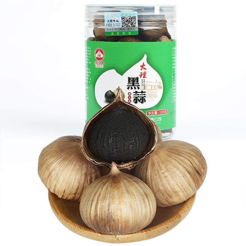 云南大理独头蒜发酵黑蒜头即食黑蒜黑大蒜头黑蒜200g实惠装
