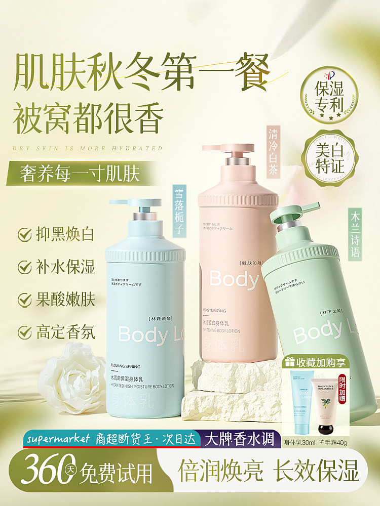 美白身体乳秋冬保湿滋润温和女烟酰胺果酸全身补水留香官方正品