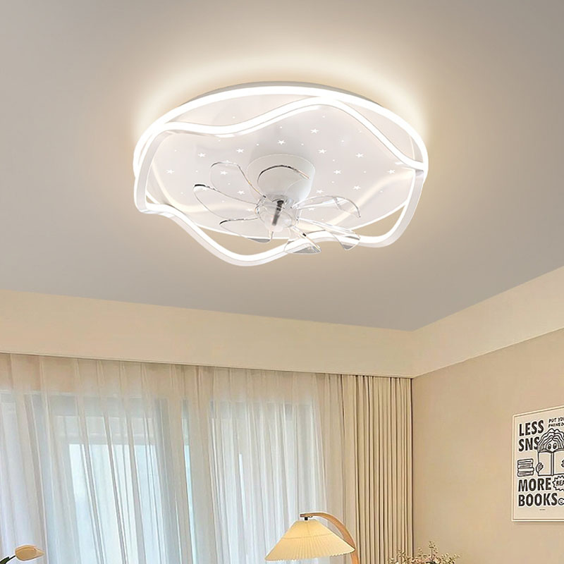 摇头电扇一体吸顶卧室圆形主卧房间小红书米粉网红家用餐厅风扇灯