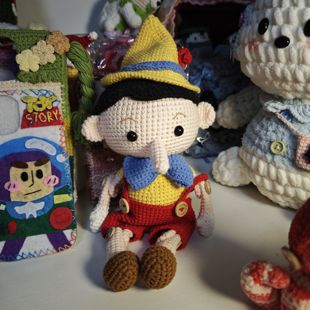 成品DIY钩针毛线编织匹诺曹玩偶钥匙扣挂件钩织可爱摆件礼物30cm