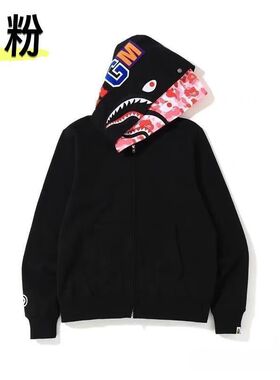 春秋季潮牌卫衣迷彩鲨鱼外套开衫拉链帽衫宽松学生男女情侣装ins