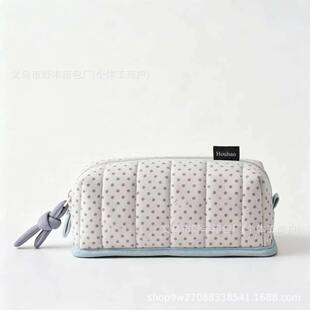 波点笔袋大容量学生收纳袋简约可爱心铅笔盒polkadot pencil case