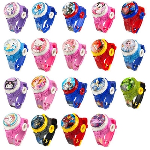 热卖 旋转手表儿童卡通投影发光投影电子表幼儿3男孩6女孩9岁学生