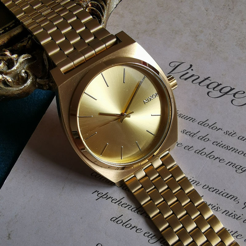 美国正品nixon尼克松手表黄色偏光金链复古中性个性男女情侣手表