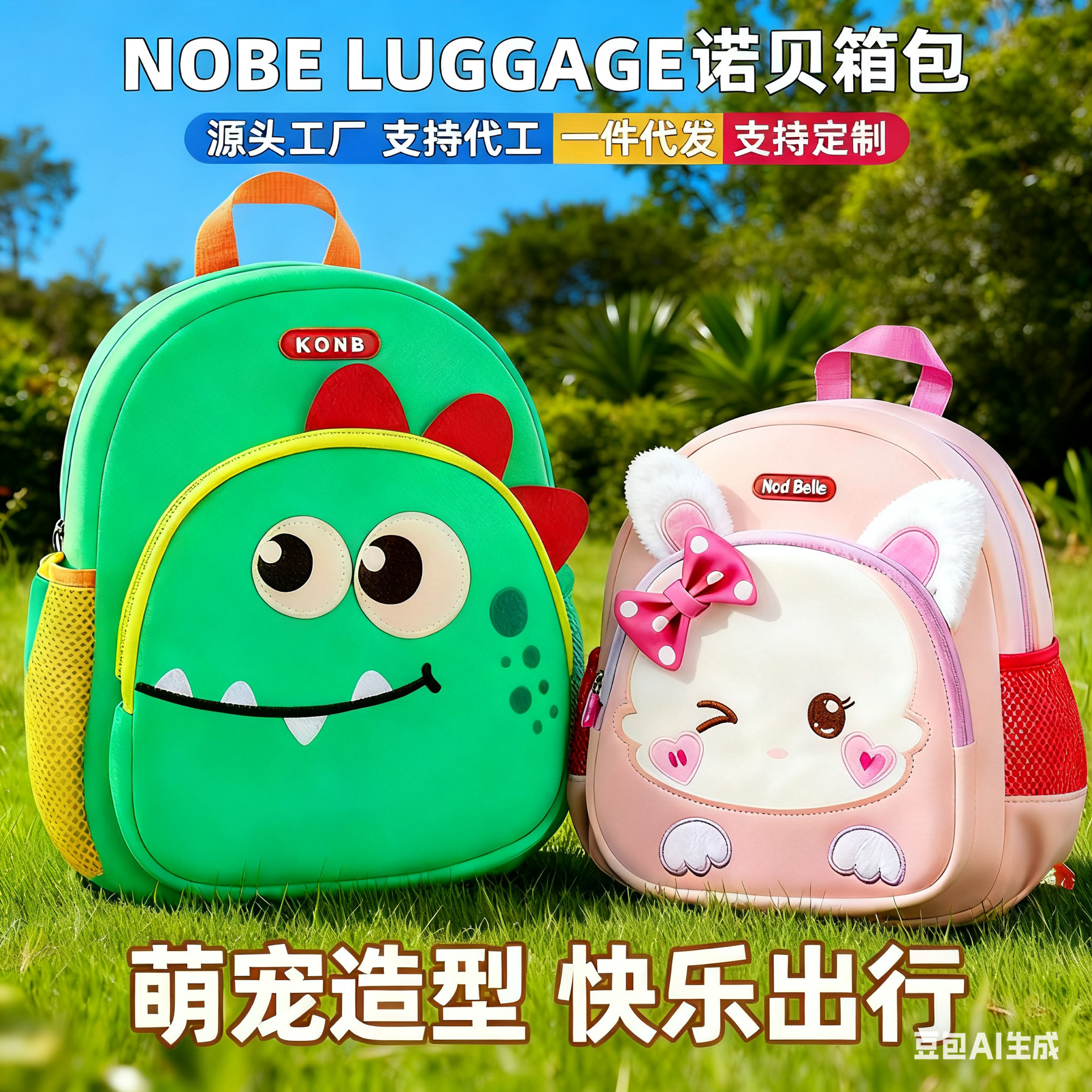幼儿园书包可爱卡通1-6岁早教轻便恐龙小童旅游小背包定制logo潮