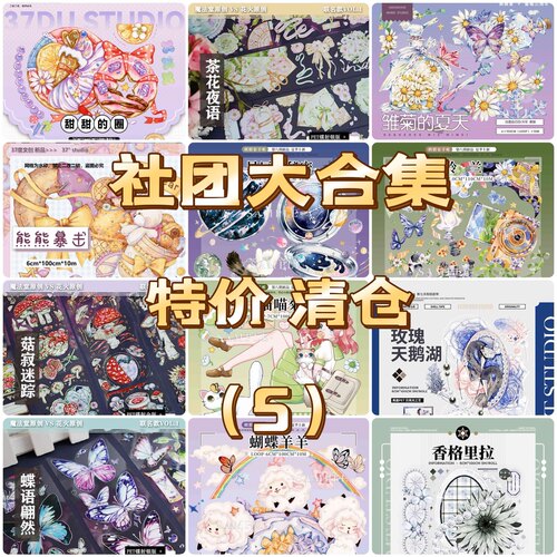 分装胶带 社团大合集 特价清仓 pet特材 流麻咕卡砖  手帐拼贴(5)