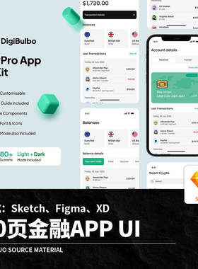 Figma模板整套40页双色金融财务理财APP程序UI界面设