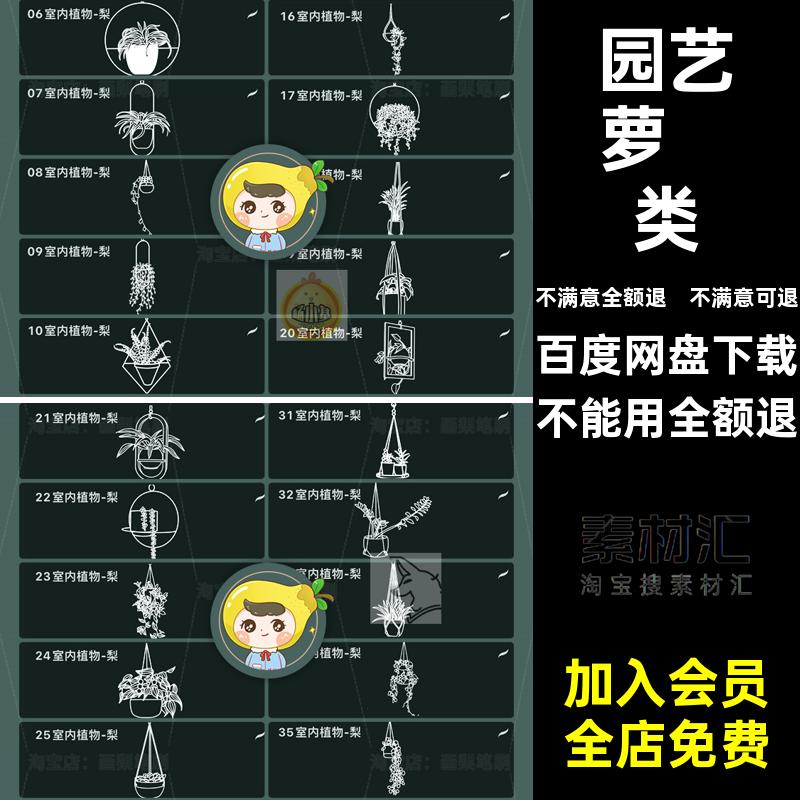 景观procreate笔刷园艺植物室内设计绿植悬挂ps萝盆景蕨类植物