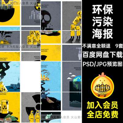 化工废料有害物质生化核环境污染排放环保宣传海报模板PS设计素
