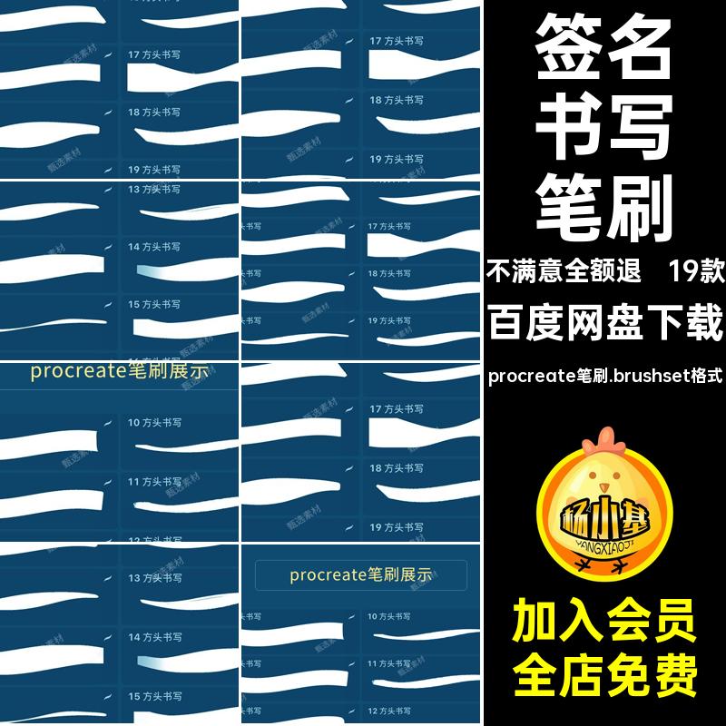 广告书写笔刷procreate笔刷.brushset格式方写手海报19款帐艺术