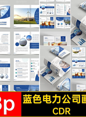 新能源公司简介画册CDRCDR蓝色版面宣传画册风力发电手册C