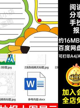 好书推荐竖版手抄报模板电子版小学生课外读书阅读分享8KA3A
