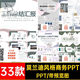 33款莫兰迪风格商务PPT规划书约莫时尚ppt总结商业计划设计简模板