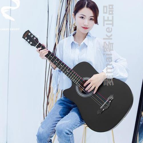 新手女学生红色吉他初学者女生38寸抖音同款原木男孩古典可爱音乐(用1元券)