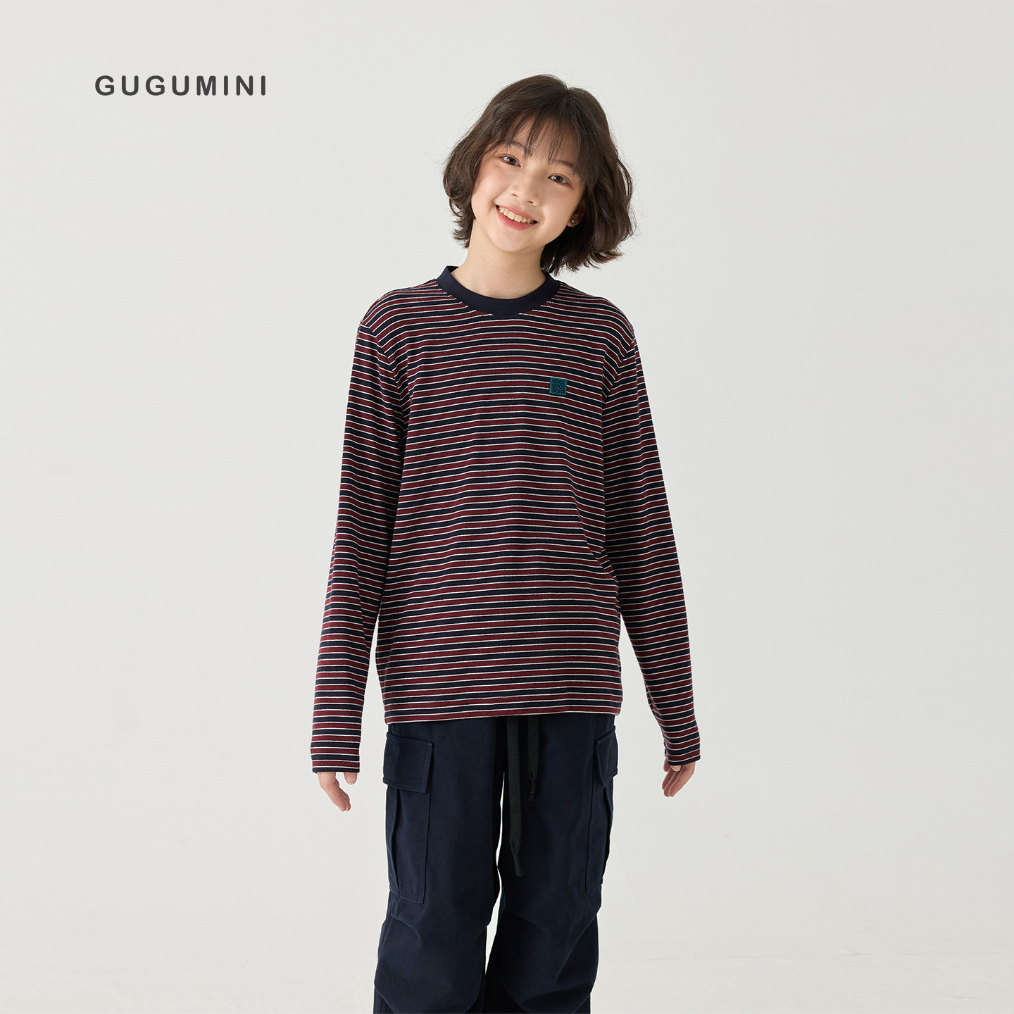 gugumini秋季男女童条纹打底衫图片