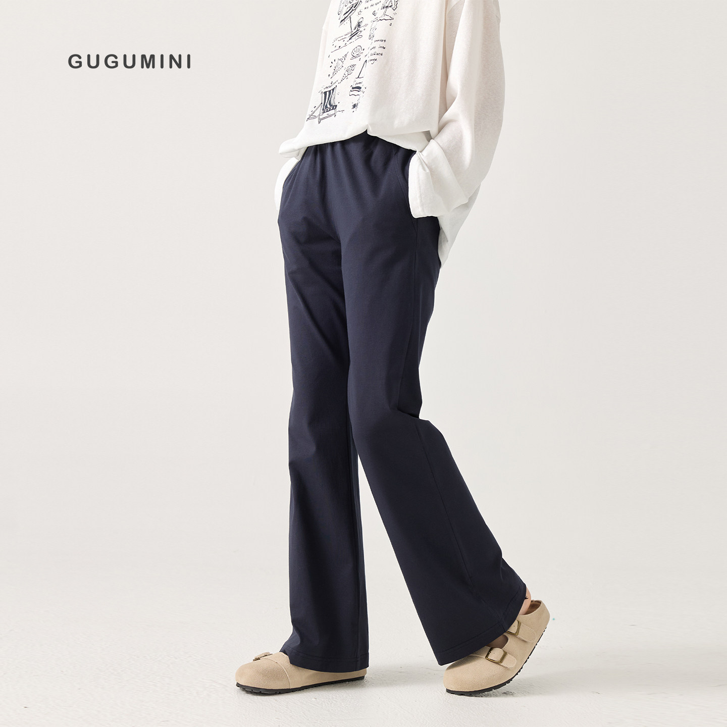 gugumini童装女童凉爽薄款喇叭裤图片