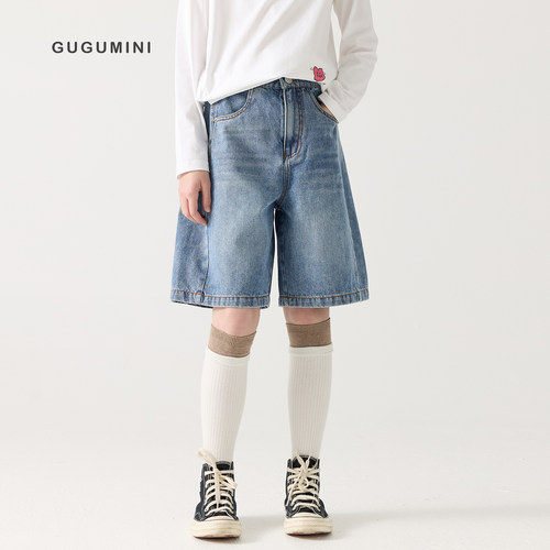 gugumini童装2026春夏牛仔短裤