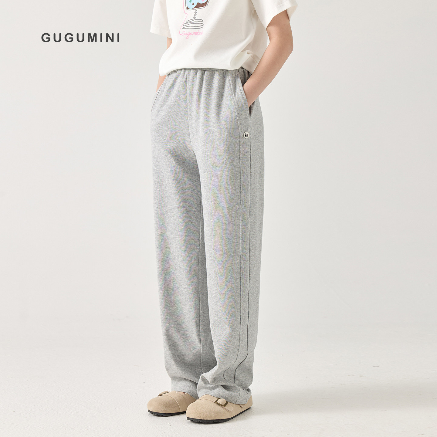 gugumini童装2026女童学生刚需薄款凉爽夏天薄裤子全棉直筒运动裤