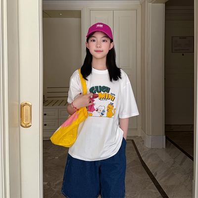 古古家童装女童宽松版短袖T恤