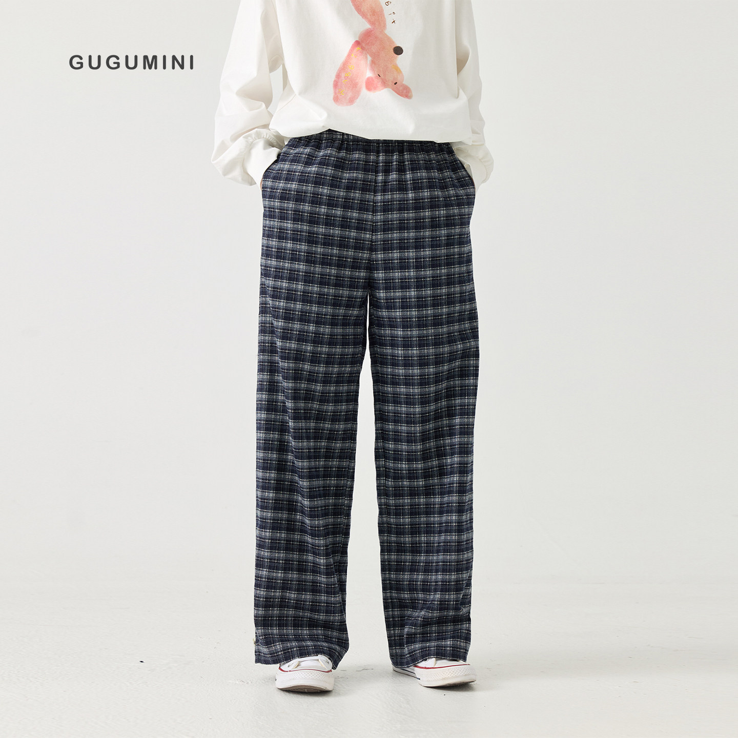gugumini童装2026格子直筒裤图片