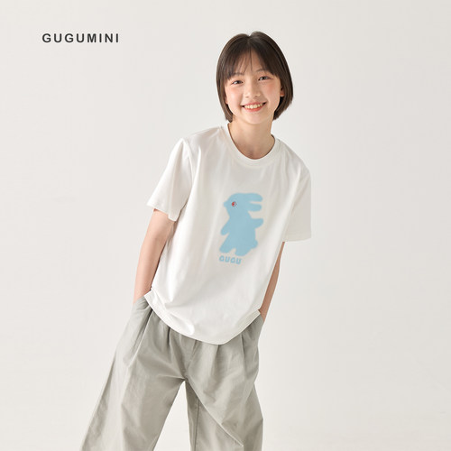 gugumini童装夏季兔子印花短袖T