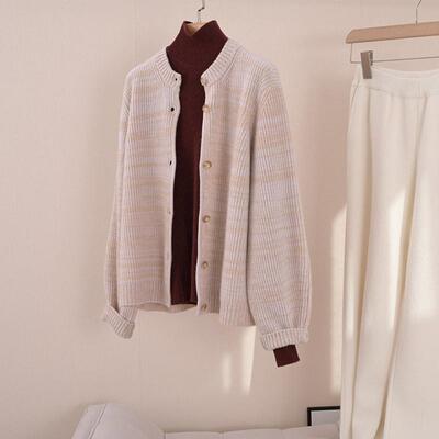 商场同款时尚百搭圆领羊绒开衫