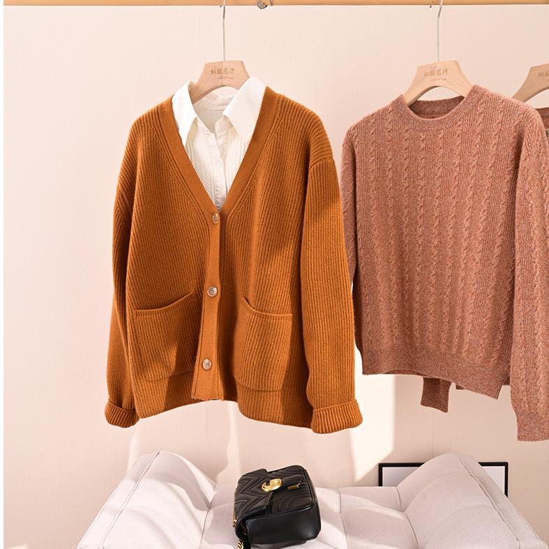 V领双线双元宝外穿当大衣中长款