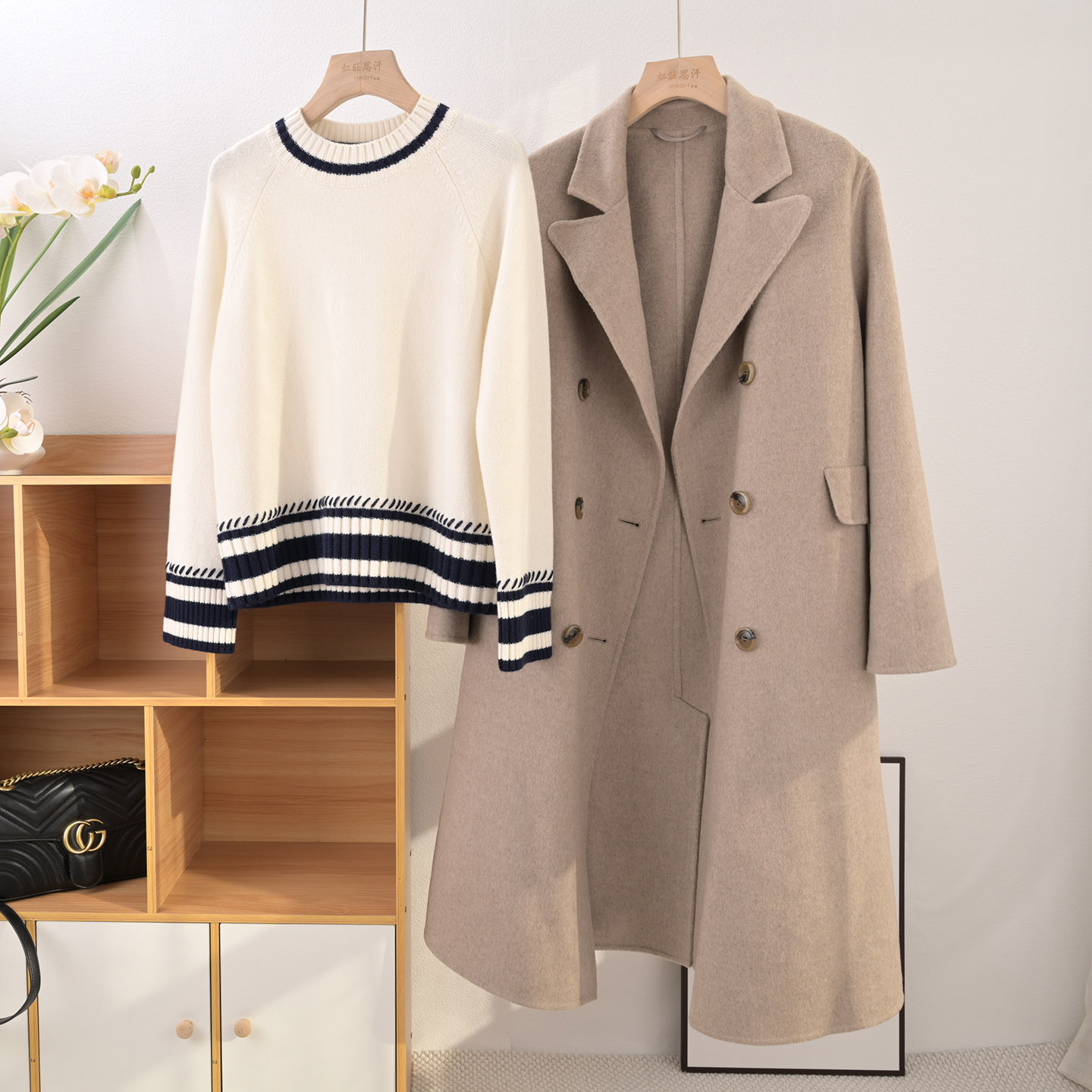 设计师款女圆领加厚羊绒衫毛衣