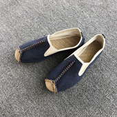 中国风亚麻鞋 男春夏季 牛筋平跟软底男鞋 云南大理草鞋 一脚蹬懒人鞋