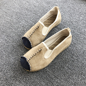 复古手工麻鞋 云南大理民族风牛筋软底坡跟文艺情侣鞋 女纯麻草编鞋